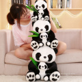 Mother and baby panda doll with Bamboo Leaves Plush Toys Soft Cartoon Animal Black and White Panda